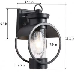 Hawaii 11.8 in. H 1-Bulb Black Hardwired Outdoor Sconce Dusk to Dawn Wall Lantern Sconce (2-Pack) by Maxax -Maxax Elegant store black maxax outdoor sconces 2062 2w 44 1000