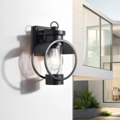 Hawaii 11.8 in. H 1-Bulb Black Hardwired Outdoor Sconce Dusk to Dawn Wall Lantern Sconce (2-Pack) by Maxax -Maxax Elegant store black maxax outdoor sconces 2062 2w c3 1000