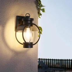 Hawaii 11.8 in. H 1-Bulb Black Hardwired Outdoor Sconce Dusk to Dawn Wall Lantern Sconce (2-Pack) by Maxax -Maxax Elegant store black maxax outdoor sconces 2062 2w fa 1000