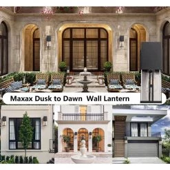 Hawaii 11 in. H Black Seeded Glass Hardwired Outdoor Wall Lantern Sconce with Dusk to Dawn (Set of 2) by Maxax -Maxax Elegant store black maxax outdoor sconces 2262 2w 44 1000