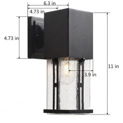 Hawaii 11 in. H Black Seeded Glass Hardwired Outdoor Wall Lantern Sconce with Dusk to Dawn (Set of 2) by Maxax -Maxax Elegant store black maxax outdoor sconces 2262 2w 66 1000