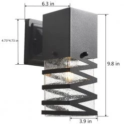 Hawaii 9.8 in. H Black Seeded Glass Hardwired Outdoor Wall Lantern Sconce with Dusk to Dawn (Set of 2) by Maxax -Maxax Elegant store black maxax outdoor sconces 2263 2w 1f 1000