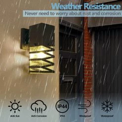 Hawaii 9.8 in. H Black Seeded Glass Hardwired Outdoor Wall Lantern Sconce with Dusk to Dawn (Set of 2) by Maxax -Maxax Elegant store black maxax outdoor sconces 2263 2w 40 1000