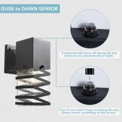 Hawaii 9.8 in. H Black Seeded Glass Hardwired Outdoor Wall Lantern Sconce with Dusk to Dawn (Set of 2) by Maxax -Maxax Elegant store black maxax outdoor sconces 2263 2w 76 1000