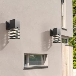 Hawaii 9.8 in. H Black Seeded Glass Hardwired Outdoor Wall Lantern Sconce with Dusk to Dawn (Set of 2) by Maxax -Maxax Elegant store black maxax outdoor sconces 2263 2w c3 1000