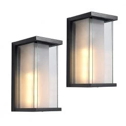 Montpelier 1-Light Black Hardwired 12.6 in. H Outdoor Sconce Dusk to Dawn Wall Lantern Sconce (2-Pack) by Maxax