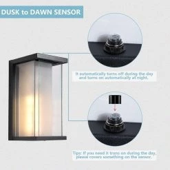 Montpelier 1-Light Black Hardwired 12.6 in. H Outdoor Sconce Dusk to Dawn Wall Lantern Sconce (2-Pack) by Maxax -Maxax Elegant store black maxax outdoor sconces 2264 2w 66 1000