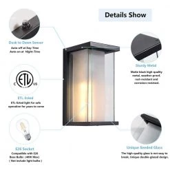 Montpelier 1-Light Black Hardwired 12.6 in. H Outdoor Sconce Dusk to Dawn Wall Lantern Sconce (2-Pack) by Maxax -Maxax Elegant store black maxax outdoor sconces 2264 2w 76 1000