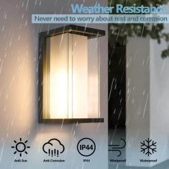 Montpelier 1-Light Black Hardwired 12.6 in. H Outdoor Sconce Dusk to Dawn Wall Lantern Sconce (2-Pack) by Maxax -Maxax Elegant store black maxax outdoor sconces 2264 2w c3 1000