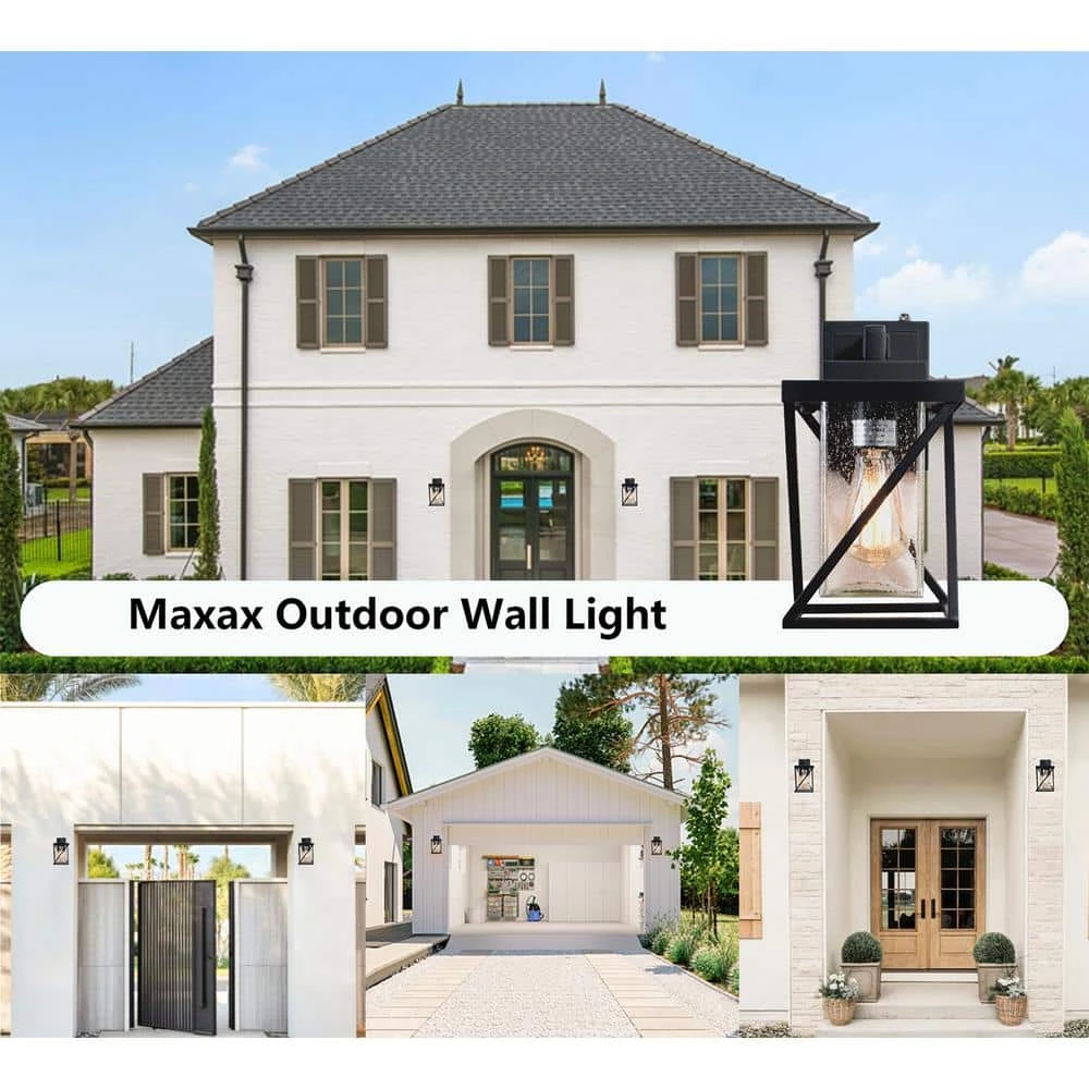 Hawaii 12.2 in. H Black Hardwired Outdoor Wall Lantern Sconce with Dusk to Dawn (Set of 2) by Maxax 5 Hawaii 12.2 in. H Black Hardwired Outdoor Wall Lantern Sconce with Dusk to Dawn (Set of 2) by Maxax - Image 5