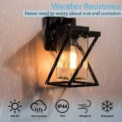 Hawaii 12.2 in. H Black Hardwired Outdoor Wall Lantern Sconce with Dusk to Dawn (Set of 2) by Maxax 18 Hawaii 12.2 in. H Black Hardwired Outdoor Wall Lantern Sconce with Dusk to Dawn (Set of 2) by Maxax -Maxax Elegant store black maxax outdoor sconces 2423 1w 2pk 1f 1000