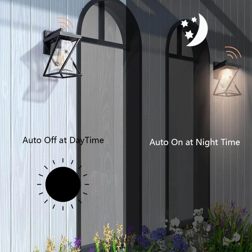 Hawaii 12.2 in. H Black Hardwired Outdoor Wall Lantern Sconce with Dusk to Dawn (Set of 2) by Maxax 9 Hawaii 12.2 in. H Black Hardwired Outdoor Wall Lantern Sconce with Dusk to Dawn (Set of 2) by Maxax - Image 9