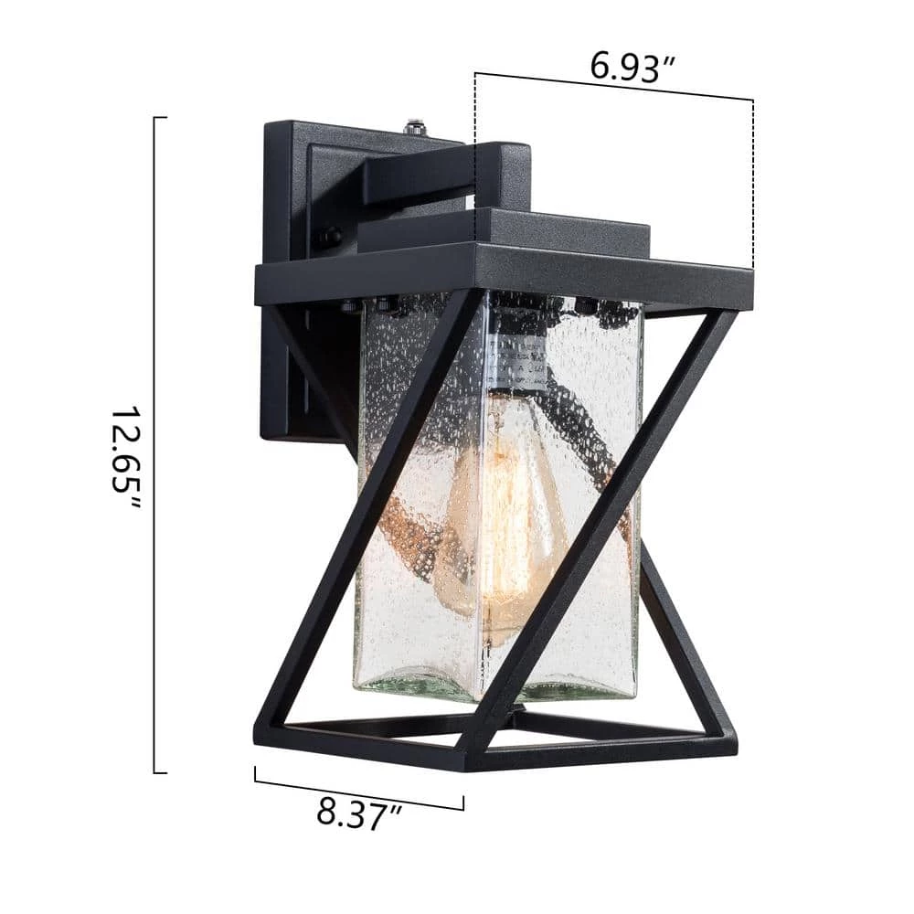 Hawaii 12.2 in. H Black Hardwired Outdoor Wall Lantern Sconce with Dusk to Dawn (Set of 2) by Maxax 7 Hawaii 12.2 in. H Black Hardwired Outdoor Wall Lantern Sconce with Dusk to Dawn (Set of 2) by Maxax - Image 7