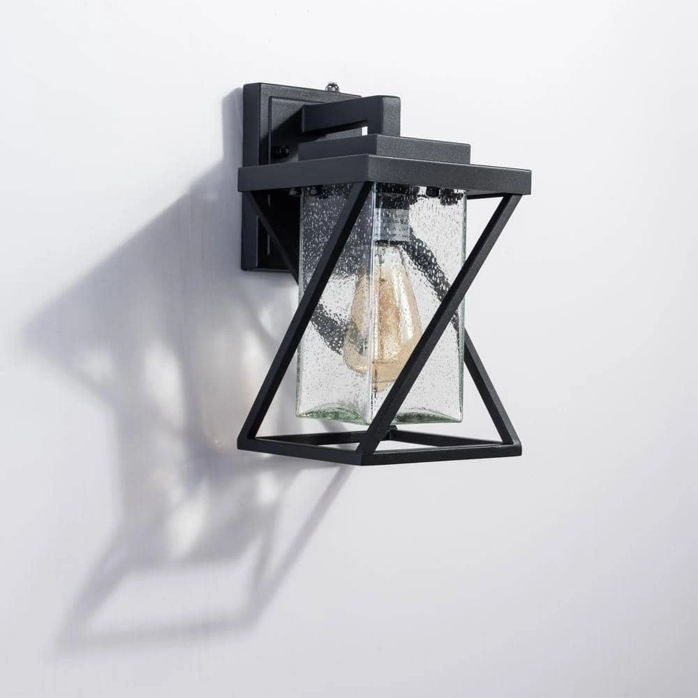 Hawaii 12.2 in. H Black Hardwired Outdoor Wall Lantern Sconce with Dusk to Dawn (Set of 2) by Maxax 6 Hawaii 12.2 in. H Black Hardwired Outdoor Wall Lantern Sconce with Dusk to Dawn (Set of 2) by Maxax - Image 6