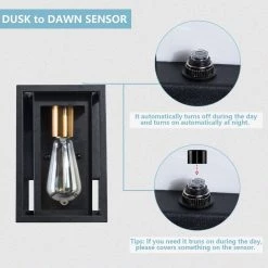 Montpelier 9.52 in. H Black Hardwired Outdoor Wall Lantern Sconces with Dusk to Dawn (Set of 2) by Maxax -Maxax Elegant store black maxax outdoor sconces 2504 1w 2pk 1d 1000