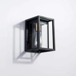 Montpelier 9.52 in. H Black Hardwired Outdoor Wall Lantern Sconces with Dusk to Dawn (Set of 2) by Maxax -Maxax Elegant store black maxax outdoor sconces 2504 1w 2pk 40 1000