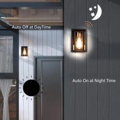 Montpelier 9.52 in. H Black Hardwired Outdoor Wall Lantern Sconces with Dusk to Dawn (Set of 2) by Maxax -Maxax Elegant store black maxax outdoor sconces 2504 1w 2pk 66 1000