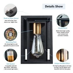 Montpelier 9.52 in. H Black Hardwired Outdoor Wall Lantern Sconces with Dusk to Dawn (Set of 2) by Maxax -Maxax Elegant store black maxax outdoor sconces 2504 1w 2pk c3 1000