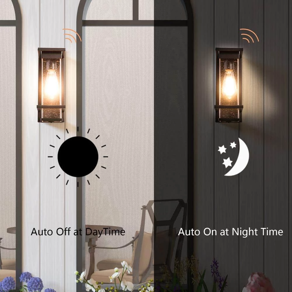 Montpelier 11.69 in. H Black Hardwired Outdoor Wall Lantern Sconce with Dusk to Dawn (Set of 2) by Maxax 8 Montpelier 11.69 in. H Black Hardwired Outdoor Wall Lantern Sconce with Dusk to Dawn (Set of 2) by Maxax - Image 8