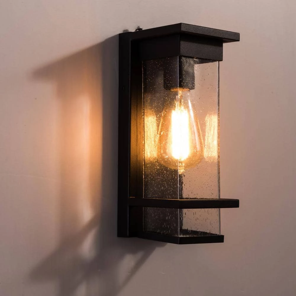 Montpelier 11.69 in. H Black Hardwired Outdoor Wall Lantern Sconce with Dusk to Dawn (Set of 2) by Maxax 9 Montpelier 11.69 in. H Black Hardwired Outdoor Wall Lantern Sconce with Dusk to Dawn (Set of 2) by Maxax - Image 9