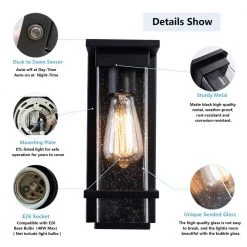 Montpelier 11.69 in. H Black Hardwired Outdoor Wall Lantern Sconce with Dusk to Dawn (Set of 2) by Maxax 17 Montpelier 11.69 in. H Black Hardwired Outdoor Wall Lantern Sconce with Dusk to Dawn (Set of 2) by Maxax -Maxax Elegant store black maxax outdoor sconces 2519 1ws 2pk 4f 1000