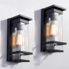 Montpelier 11.69 in. H Black Hardwired Outdoor Wall Lantern Sconce with Dusk to Dawn (Set of 2) by Maxax