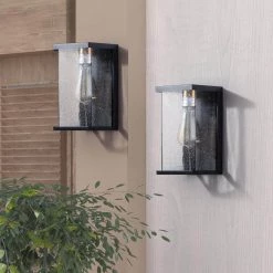 Montpelier 11.2 in. H Black Hardwired Outdoor Wall Lantern Sconces with Dusk to Dawn (Set of 2) by Maxax -Maxax Elegant store black maxax outdoor sconces 2534 2w 1f 1000