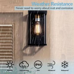 Montpelier 11.2 in. H Black Hardwired Outdoor Wall Lantern Sconces with Dusk to Dawn (Set of 2) by Maxax -Maxax Elegant store black maxax outdoor sconces 2534 2w 4f 1000