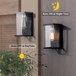 Montpelier 11.2 in. H Black Hardwired Outdoor Wall Lantern Sconces with Dusk to Dawn (Set of 2) by Maxax -Maxax Elegant store black maxax outdoor sconces 2534 2w c3 1000
