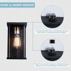 Montpelier 11.2 in. H Black Hardwired Outdoor Wall Lantern Sconces with Dusk to Dawn (Set of 2) by Maxax -Maxax Elegant store black maxax outdoor sconces 2534 2w fa 1000