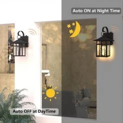 Hawaii Montpelier 1-Light Black Hardwired 12.4 in. H Outdoor Sconce Dusk to Dawn Wall Lantern Sconce (2-Pack) by Maxax -Maxax Elegant store black maxax outdoor sconces mx7003 w1bk 40 1000