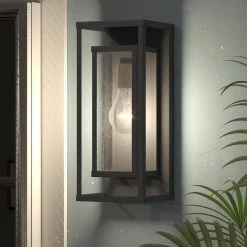 Montpelier 1-Light Black Hardwired 16 in. H Outdoor Sconce Dusk to Dawn Wall Lantern Sconce by Maxax -Maxax Elegant store black maxax outdoor sconces mx7006 w1bk fa 1000