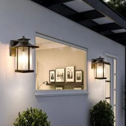 Hawaii Sand Black/Black 14.2 in. H Hardwired Outdoor Wall Lantern Sconce by Maxax 10 Hawaii Sand Black/Black 14.2 in. H Hardwired Outdoor Wall Lantern Sconce by Maxax -Maxax Elegant store black maxax outdoor sconces o2005 w 1f 1000