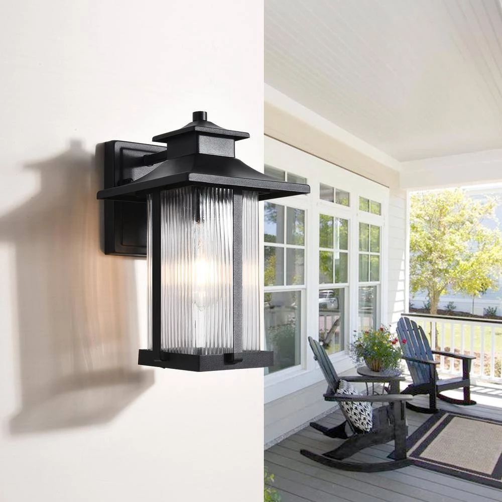 Hawaii Sand Black/Black 14.2 in. H Hardwired Outdoor Wall Lantern Sconce by Maxax 2 Hawaii Sand Black/Black 14.2 in. H Hardwired Outdoor Wall Lantern Sconce by Maxax - Image 2