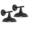 Topeka Hardwired Black Outdoor Barn Light Sconce (Set of 2) by Maxax