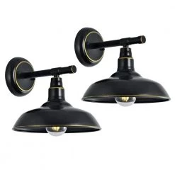 Topeka Hardwired Black Outdoor Barn Light Sconce (Set of 2) by Maxax
