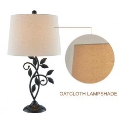 Chicago 26 in. Black Bedside Table Lamp with Oatmeal Flax Lampshade (Set of 2) by Maxax 13 Chicago 26 in. Black Bedside Table Lamp with Oatmeal Flax Lampshade (Set of 2) by Maxax -Maxax Elegant store black maxax table lamps t04 oatmeal 44 1000