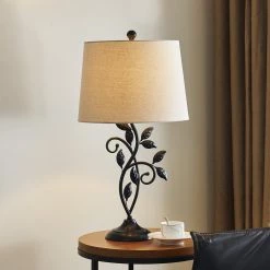 Chicago 26 in. Black Bedside Table Lamp with Oatmeal Flax Lampshade (Set of 2) by Maxax 11 Chicago 26 in. Black Bedside Table Lamp with Oatmeal Flax Lampshade (Set of 2) by Maxax -Maxax Elegant store black maxax table lamps t04 oatmeal 66 1000