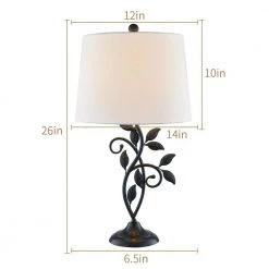 Chicago 26 " Black Bedside Table Lamp Set of 2 with White Flax Lampshade by Maxax -Maxax Elegant store black maxax table lamps t04 white 1f 1000