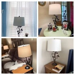 Chicago 26 " Black Bedside Table Lamp Set of 2 with White Flax Lampshade by Maxax -Maxax Elegant store black maxax table lamps t04 white 44 1000