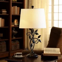 Chicago 26 " Black Bedside Table Lamp Set of 2 with White Flax Lampshade by Maxax -Maxax Elegant store black maxax table lamps t04 white 76 1000