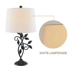 Chicago 26 " Black Bedside Table Lamp Set of 2 with White Flax Lampshade by Maxax -Maxax Elegant store black maxax table lamps t04 white c3 1000