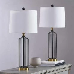 Chicago 28.57 in. Black Table Lamp Set (Set of 2) by Maxax -Maxax Elegant store black maxax table lamps t100 bk 4f 1000