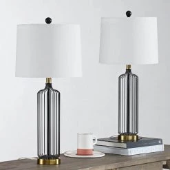 Chicago 28.57 in. Black Table Lamp Set (Set of 2) by Maxax