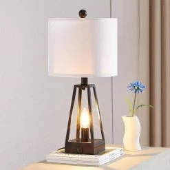 Chicago 20.5 in. Black Table Lamp with USB with Type C/USB Port by Maxax -Maxax Elegant store black maxax table lamps t103 bk s 44 1000