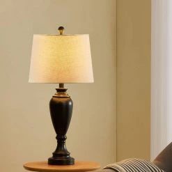 Cincinati 27 in. Black Bedside Table Lamp (Set of 2) by Maxax -Maxax Elegant store black maxax table lamps t23 bk 1f 1000