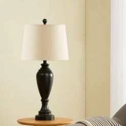 Cincinati 27 in. Black Bedside Table Lamp (Set of 2) by Maxax -Maxax Elegant store black maxax table lamps t23 bk 4f 1000