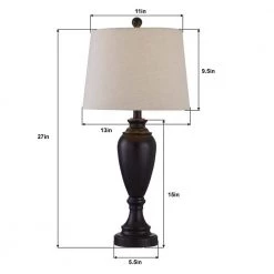 Cincinati 27 in. Black Bedside Table Lamp (Set of 2) by Maxax -Maxax Elegant store black maxax table lamps t23 bk c3 1000