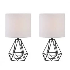Detroit 20 .5 in. Black Table Lamp with with White Shade (Set of 2) by Maxax
