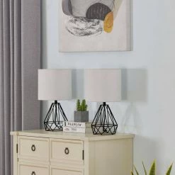 Detroit 20 .5 in. Black Table Lamp with with White Shade (Set of 2) by Maxax -Maxax Elegant store black maxax table lamps t25 bk c3 1000